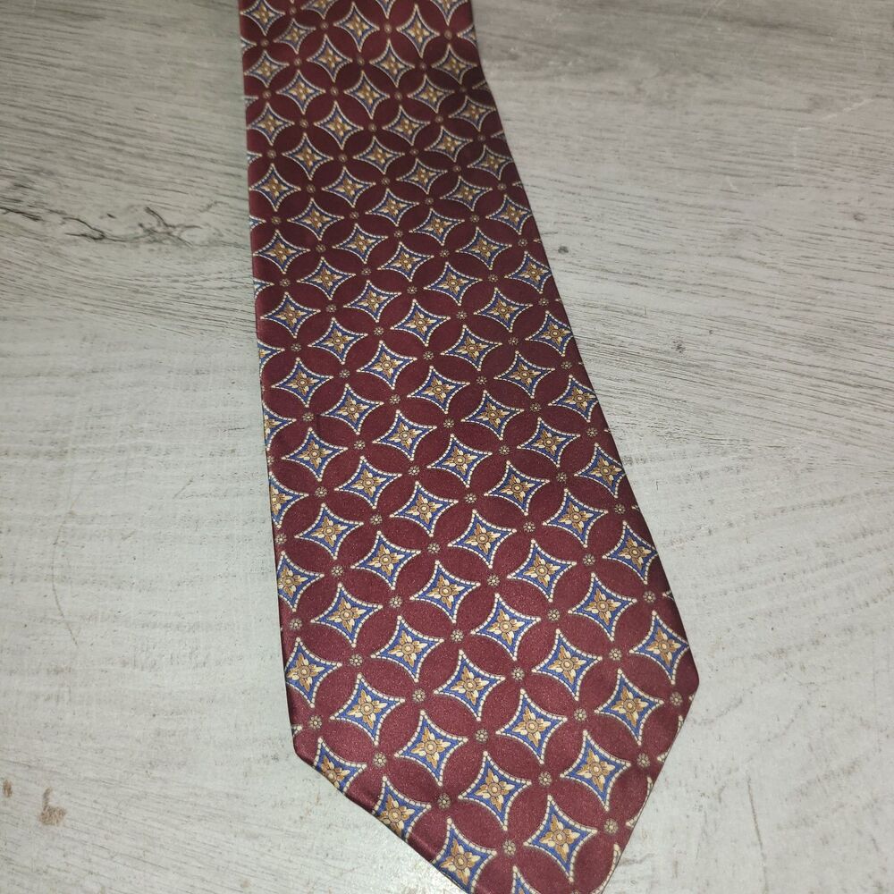 Ferrell Reed for Bowen Brothers Mens Necktie Tie Maroon Silk Made By Hand In USA
